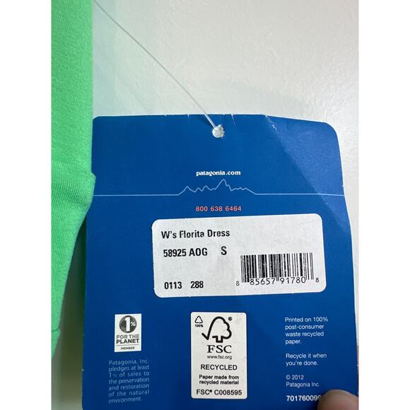 Patagonia Size Small Lime Green Tank Slim Fit Florita Athletic Dress - Picture 5 of 6